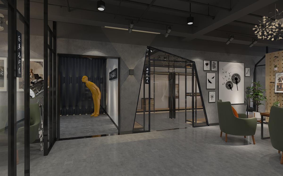 合肥婚紗攝影工作室300平方工業(yè)風(fēng)展廳空間裝修設(shè)計(圖1)